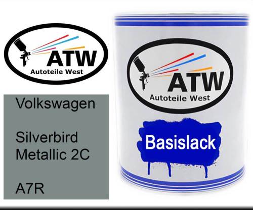 Volkswagen, Silverbird Metallic 2C, A7R: 1L Lackdose, von ATW Autoteile West.